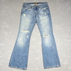 VTG Abercrombie & Fitch Jeans Womens 2S Blue Bootcut Destroyed Medium Wash Denim